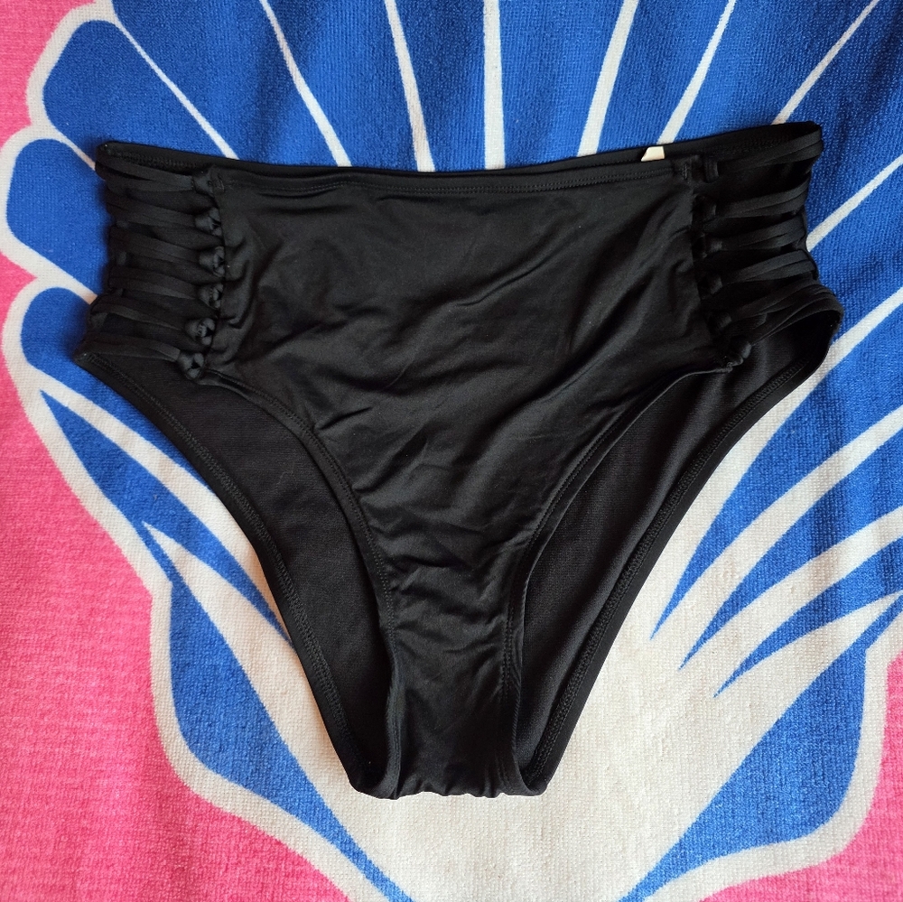Shade & Shore Black High-Waisted Swim Bottoms